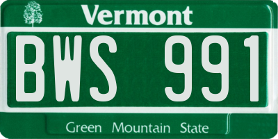 VT license plate BWS991