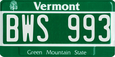 VT license plate BWS993