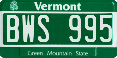 VT license plate BWS995
