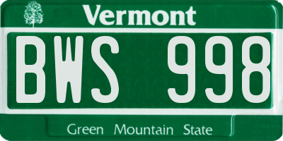 VT license plate BWS998