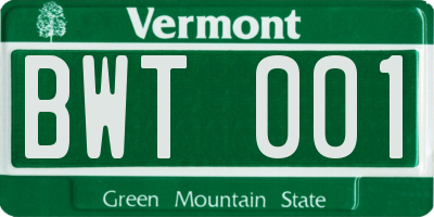 VT license plate BWT001