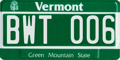 VT license plate BWT006