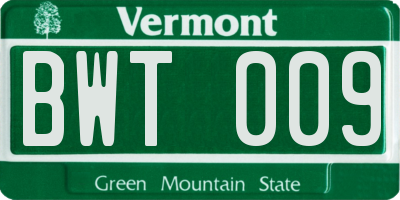 VT license plate BWT009