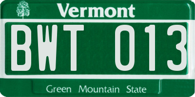 VT license plate BWT013