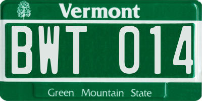 VT license plate BWT014