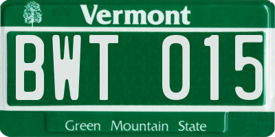 VT license plate BWT015