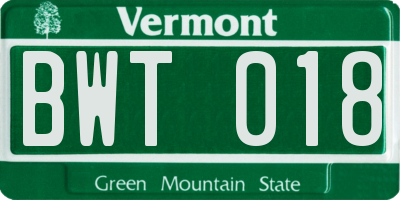 VT license plate BWT018