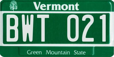 VT license plate BWT021