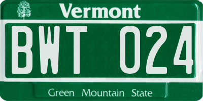 VT license plate BWT024