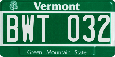 VT license plate BWT032
