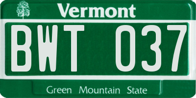 VT license plate BWT037