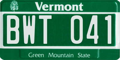 VT license plate BWT041