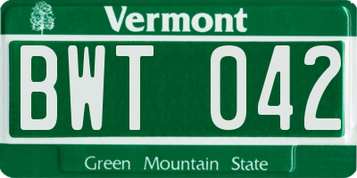 VT license plate BWT042