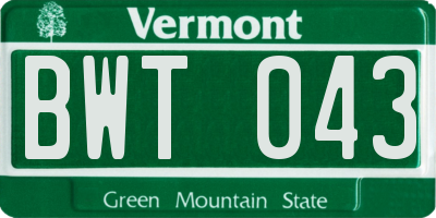 VT license plate BWT043