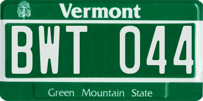 VT license plate BWT044