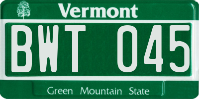 VT license plate BWT045