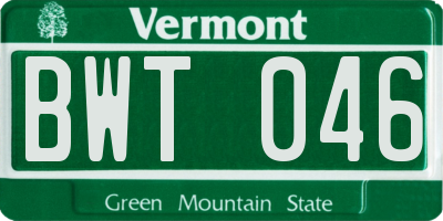 VT license plate BWT046