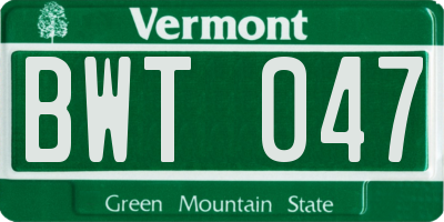 VT license plate BWT047