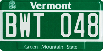 VT license plate BWT048