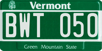 VT license plate BWT050