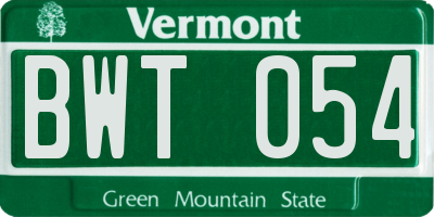 VT license plate BWT054