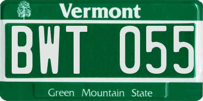 VT license plate BWT055