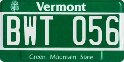 VT license plate BWT056