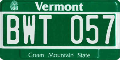 VT license plate BWT057