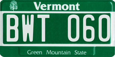 VT license plate BWT060