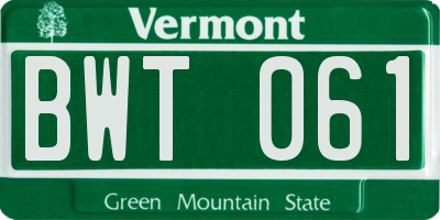 VT license plate BWT061