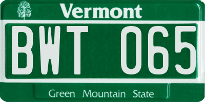 VT license plate BWT065