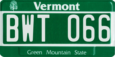 VT license plate BWT066