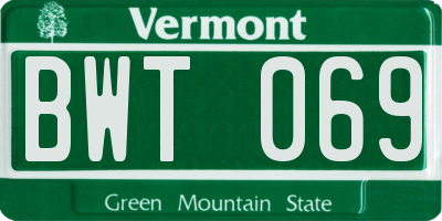 VT license plate BWT069