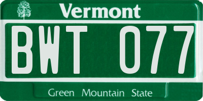VT license plate BWT077