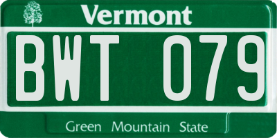 VT license plate BWT079