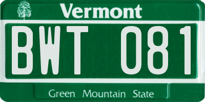 VT license plate BWT081