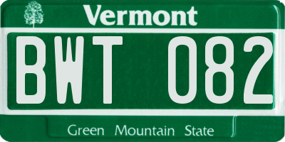 VT license plate BWT082