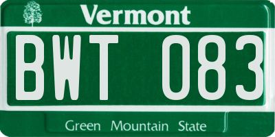 VT license plate BWT083