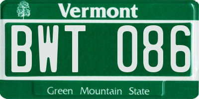 VT license plate BWT086