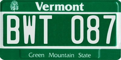 VT license plate BWT087