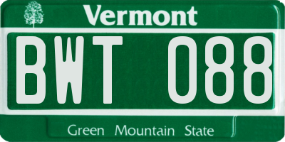 VT license plate BWT088