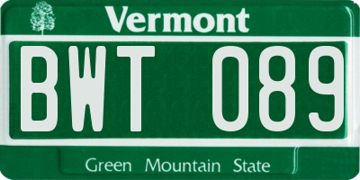 VT license plate BWT089