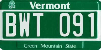 VT license plate BWT091