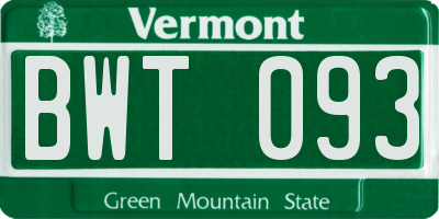 VT license plate BWT093