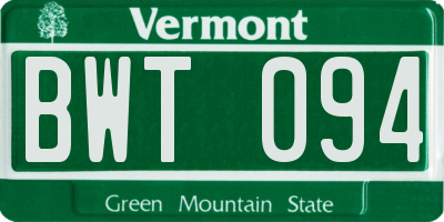 VT license plate BWT094