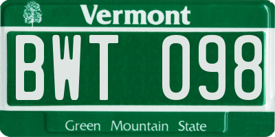 VT license plate BWT098