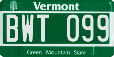 VT license plate BWT099