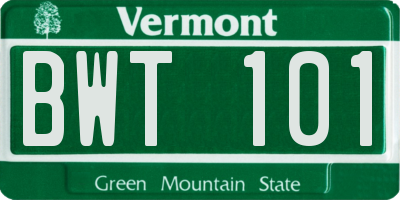 VT license plate BWT101