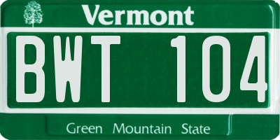 VT license plate BWT104