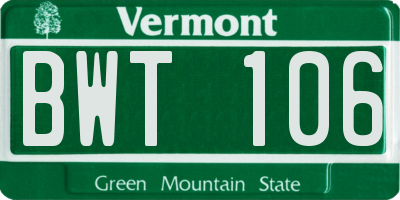 VT license plate BWT106